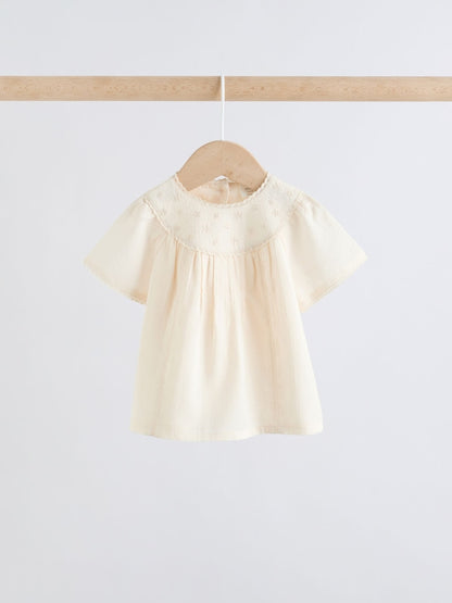White Woven Baby Top and Shorts 2 Piece Set (0mths-2yrs)