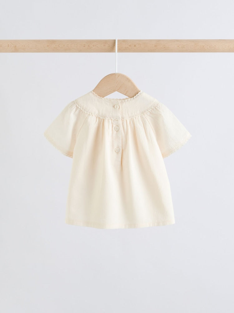 White Woven Baby Top and Shorts 2 Piece Set (0mths-2yrs)