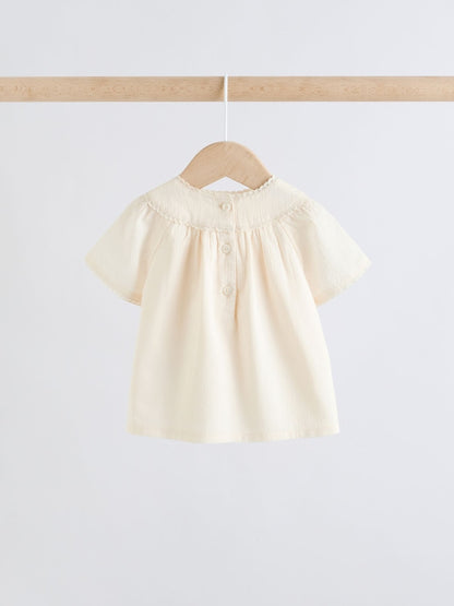White Woven Baby Top and Shorts 2 Piece Set (0mths-2yrs)