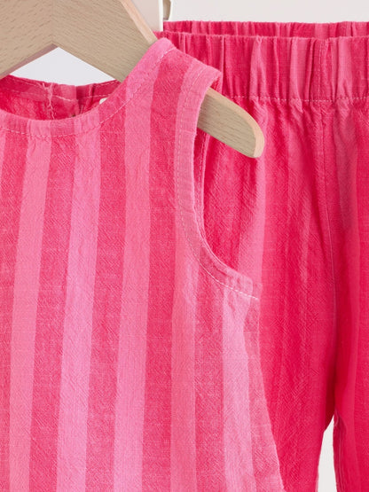 Red Stripe Baby Woven Top and Trousers Set 2 Piece (0mths-2yrs) - Size Up to 1 Month (56cm)