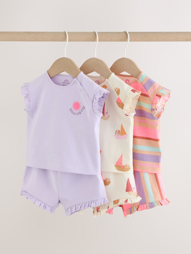 Bright Summer Short Sleeve Top and Shorts Baby Set 6 Piece (0mths-2yrs) - Bright Summer / 12-18 Months (80-86cm)