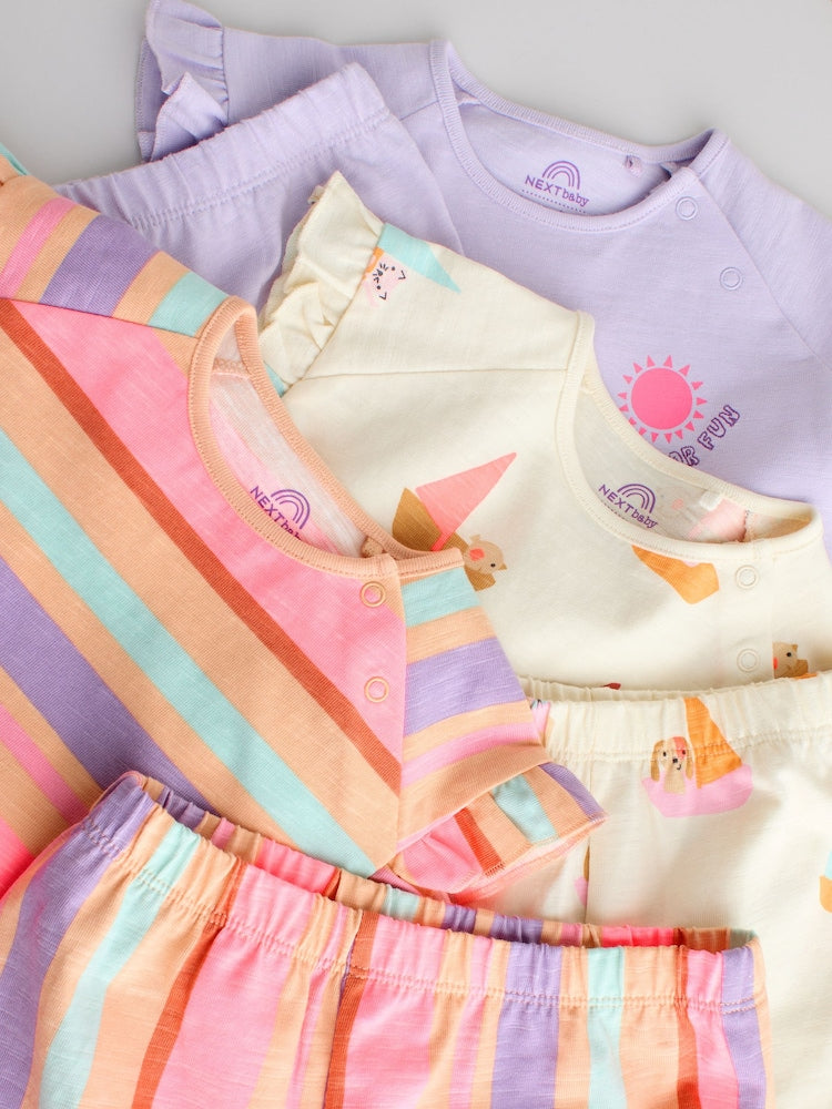 Bright Summer Short Sleeve Top and Shorts Baby Set 6 Piece (0mths-2yrs)