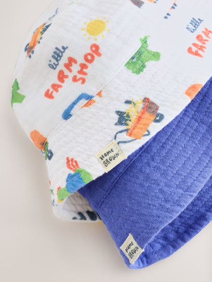 Blue Farm Woven Baby Bucket Hats 2 Pack