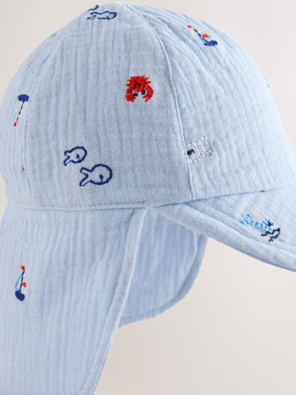 Blue Embroidered Legionnaire Baby Summer Hat - Size 50cm (First Size)