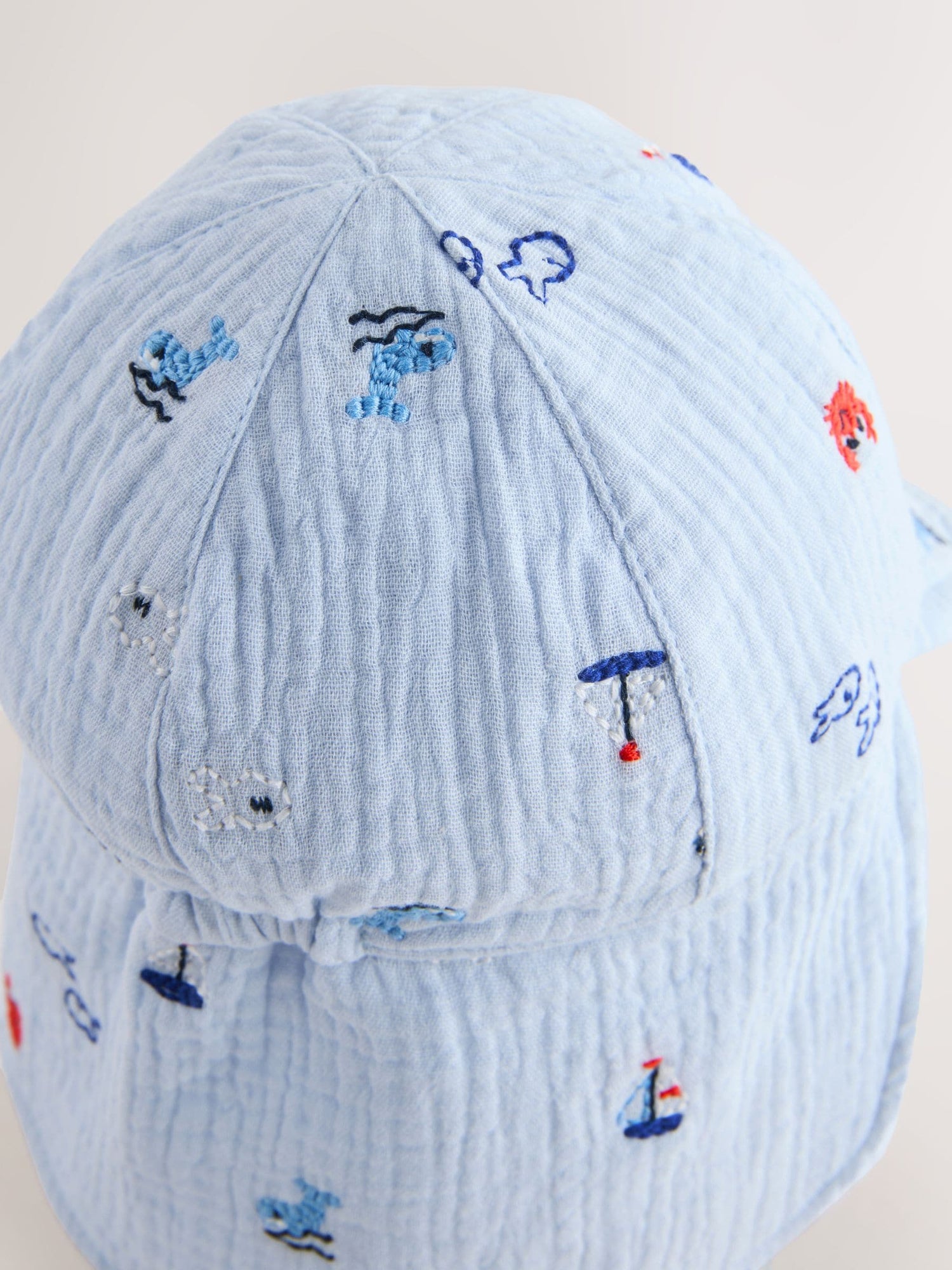 Blue Embroidered Legionnaire Baby Summer Hat - Size 50cm (First Size)
