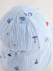 Blue Embroidered Legionnaire Baby Summer Hat - Size 50cm (First Size)