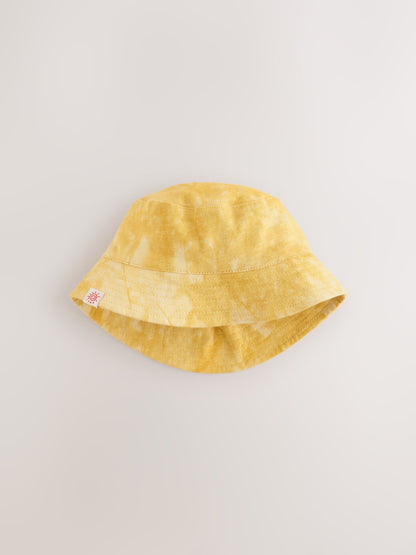 Orange Embroidered and Yellow Tie Dye Baby Bucket Hats 2 Pack - Size 50cm (First Size)