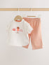 Ecru Short Sleeve Baby Tops and Wide Leg Leggings Set 2 Piece (0mths-2yrs) - Ecru / 12-18 Months (80-86cm)