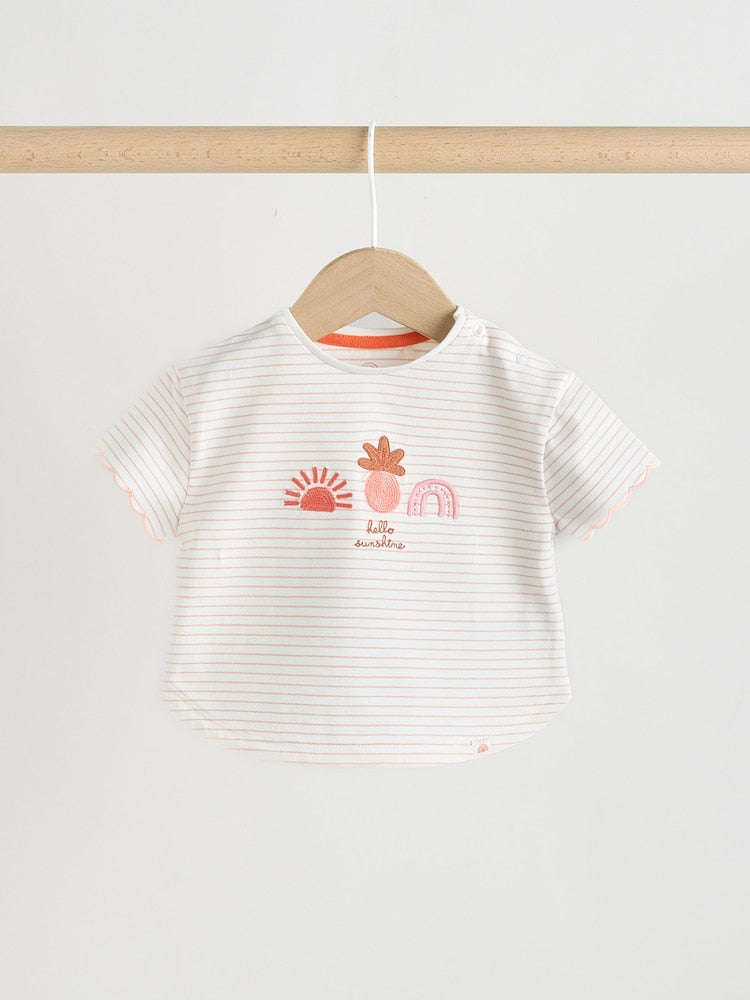 Ecru Short Sleeve Baby Tops and Wide Leg Leggings Set 2 Piece (0mths-2yrs)