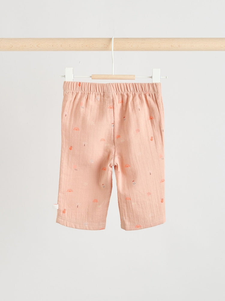 Ecru Short Sleeve Baby Tops and Wide Leg Leggings Set 2 Piece (0mths-2yrs)