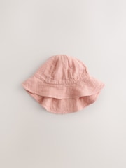 Pink and Beige Woven Baby Bucket Hats 2 Pack - Size 50cm (First Size)