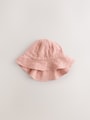 Pink and Beige Woven Baby Bucket Hats 2 Pack - Size 50cm (First Size)