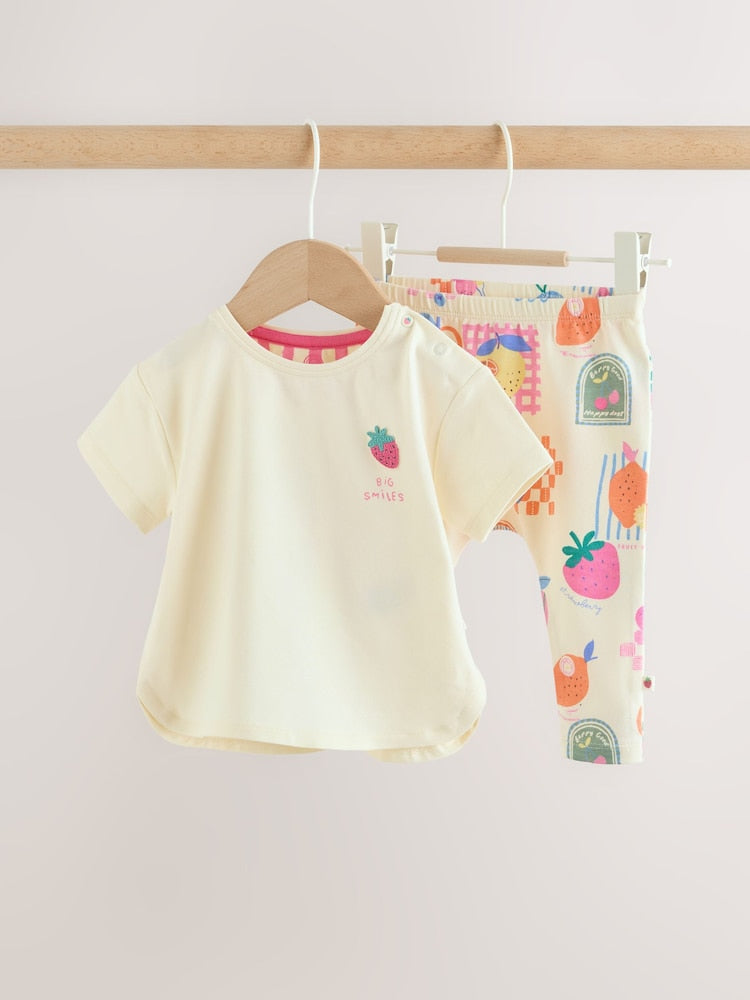 White Berry Short Sleeve Baby Top and Leggings 2 Piece Set (0mths-2yrs)