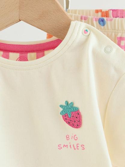 White Berry Short Sleeve Baby Top and Leggings 2 Piece Set (0mths-2yrs)