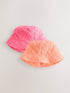 Pink/Orange Fluro Towelling Baby Bucket Hat 2 Pack