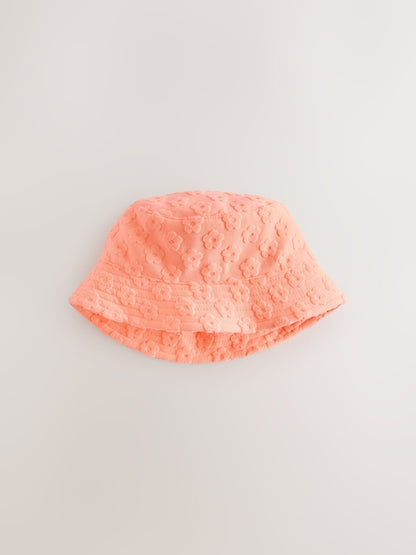 Pink/Orange Fluro Towelling Baby Bucket Hat 2 Pack