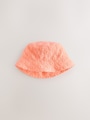 Pink/Orange Fluro Towelling Baby Bucket Hat 2 Pack - Size 50cm (First Size)