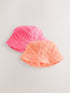 Pink/Orange Fluro Towelling Baby Bucket Hat 2 Pack - Size 50cm (First Size) - Default 1