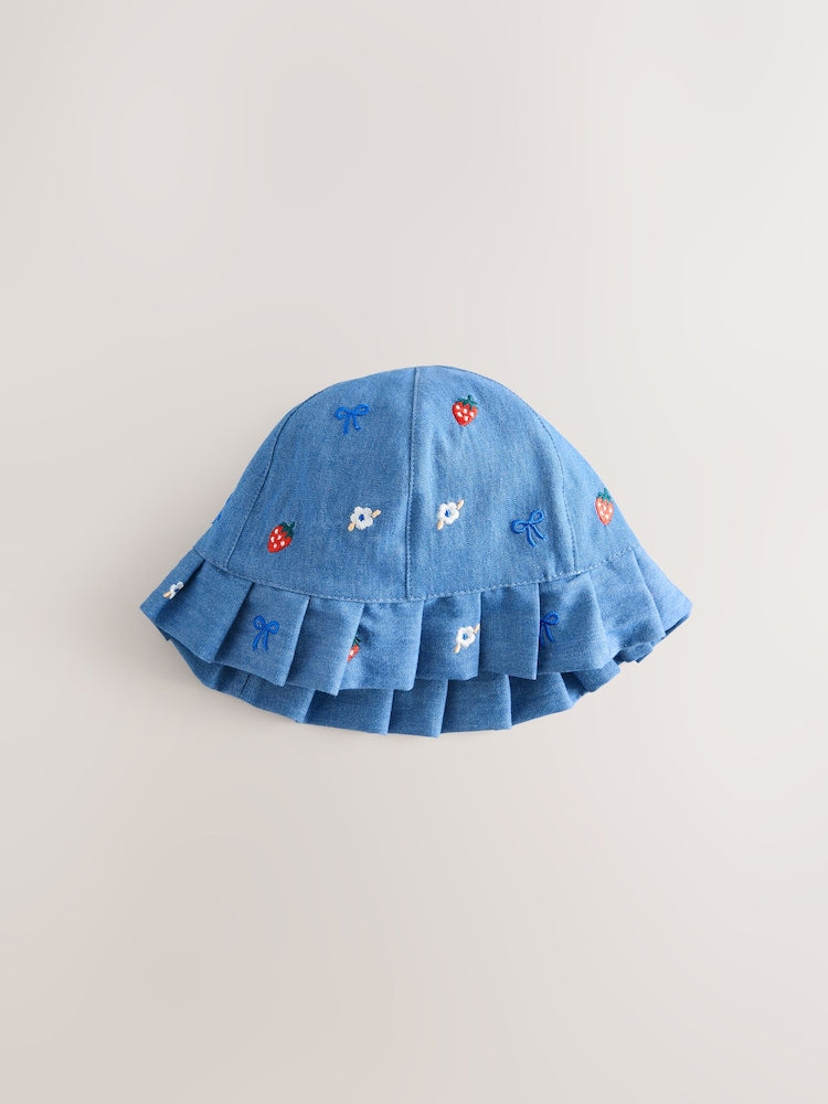 Blue and Red Embroidered Strawberry Baby Bucket Hats 2 Pack - Size 50cm (First Size)