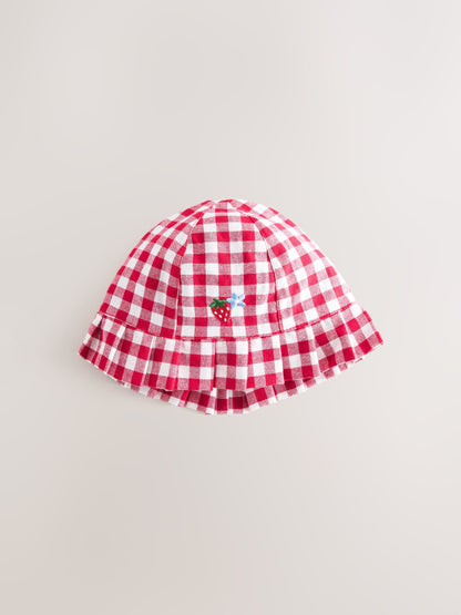 Blue and Red Embroidered Strawberry Baby Bucket Hats 2 Pack - Size 50cm (First Size)