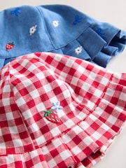 Blue and Red Embroidered Strawberry Baby Bucket Hats 2 Pack - Size 50cm (First Size)
