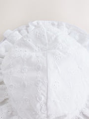 White Broderie Bucket Baby Hat - Size 50cm (First Size)
