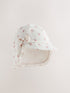 White Floral Woven Legionnaire Baby Hat - Up To 3 Months (50 - 62cm)
