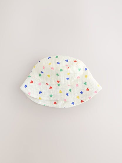 White/Blue Baby Bucket Hats 2 Pack (0mths-2yrs) - Size 50cm (First Size)