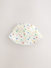 White/Blue Baby Bucket Hats 2 Pack (0mths-2yrs) - Size 50cm (First Size)