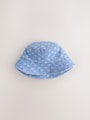 White/Blue Baby Bucket Hats 2 Pack (0mths-2yrs) - Size 50cm (First Size)