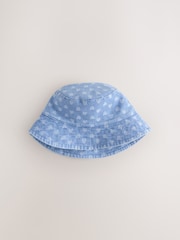 White/Blue Baby Bucket Hats 2 Pack (0mths-2yrs) - Size 50cm (First Size)