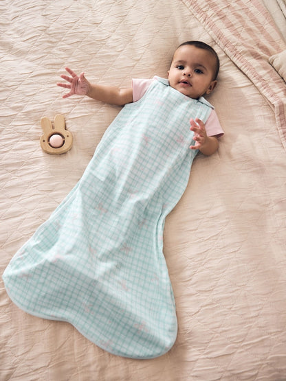 Green/Pink Gingham Bows 0.5 Tog Sleeveless Baby Sleep Bag