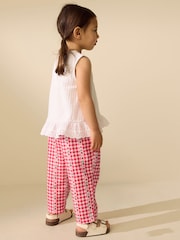 Pink/ Red Gingham Pullon Trousers (3mths-7yrs) - Size 3-6 Months (62-68cm)