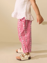 Pink/ Red Gingham Pullon Trousers (3mths-7yrs) - Size 3-6 Months (62-68cm)
