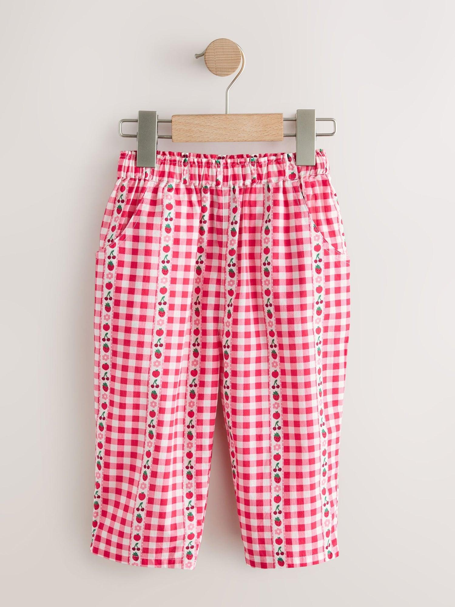 Pink/ Red Gingham Pullon Trousers (3mths-7yrs) - Size 3-6 Months (62-68cm)