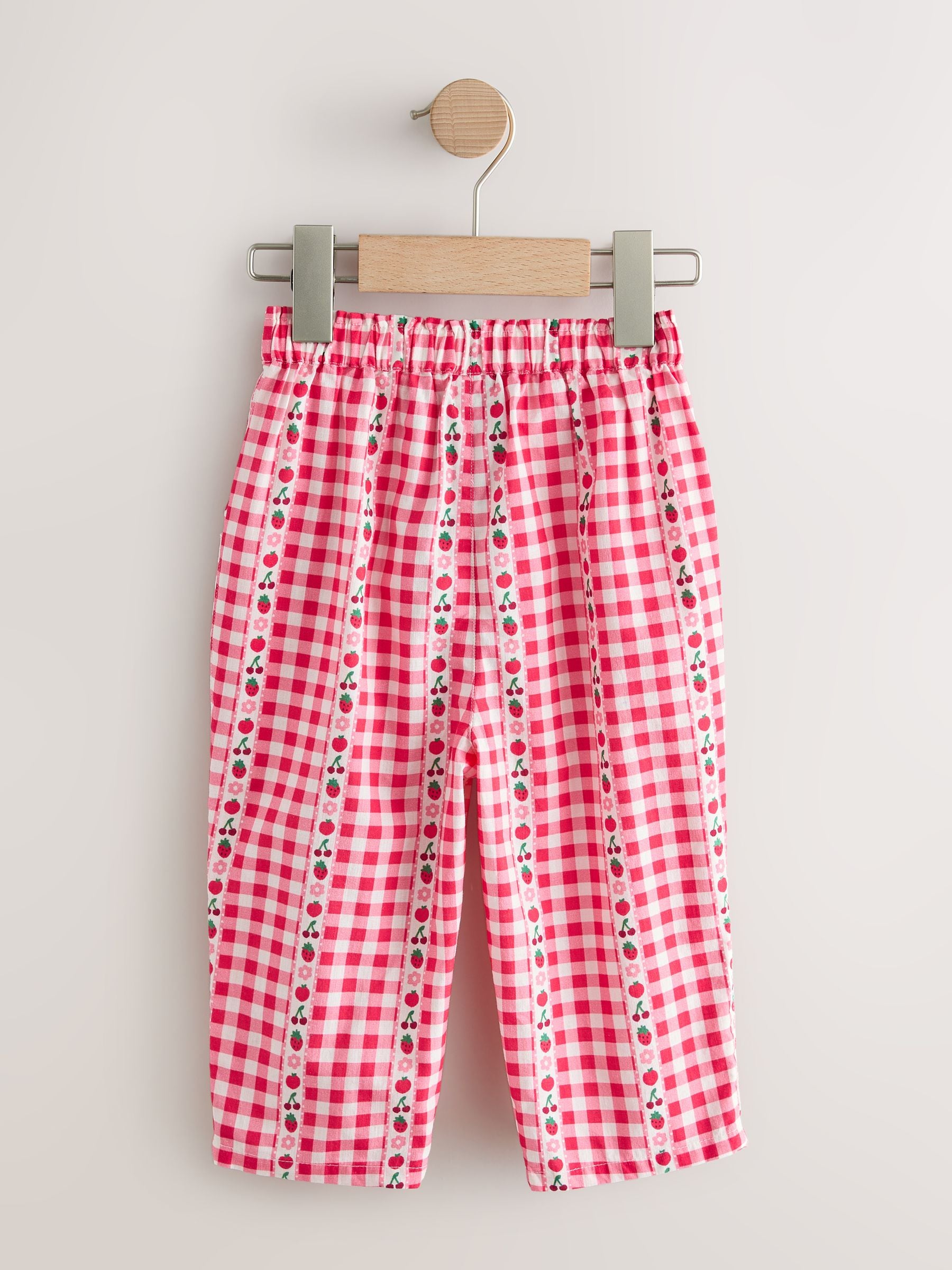 Pink/ Red Gingham Pullon Trousers (3mths-7yrs) - Size 3-6 Months (62-68cm)