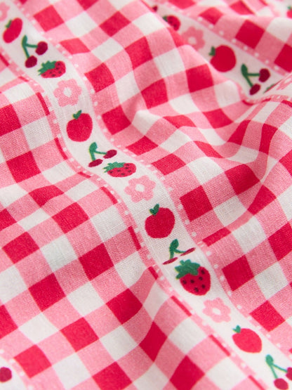 Pink/ Red Gingham Pullon Trousers (3mths-7yrs) - Size 3-6 Months (62-68cm)