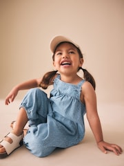 Blue Floral Ditsy Denim Jumpsuit (3mths-7yrs) - Size 3-6 Months (62-68cm)