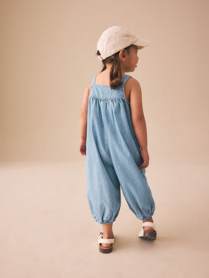 Blue Floral Ditsy Denim Jumpsuit (3mths-7yrs)