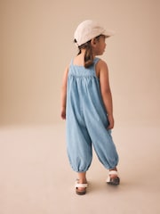 Blue Floral Ditsy Denim Jumpsuit (3mths-7yrs) - Size 3-6 Months (62-68cm)