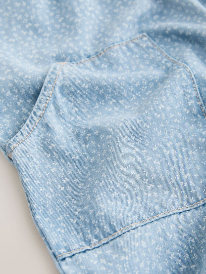 Blue Floral Ditsy Denim Jumpsuit (3mths-7yrs) - Size 3-6 Months (62-68cm)