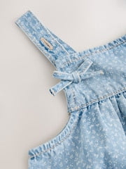 Blue Floral Ditsy Denim Jumpsuit (3mths-7yrs) - Size 3-6 Months (62-68cm)