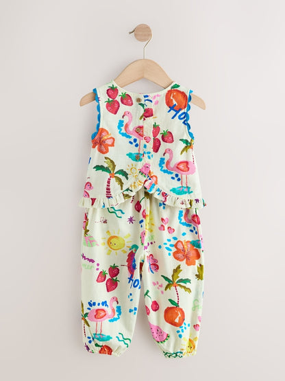 Bright Summer Tropical Print Top &amp; Cuffed Trousers Set (3mths-7yrs)