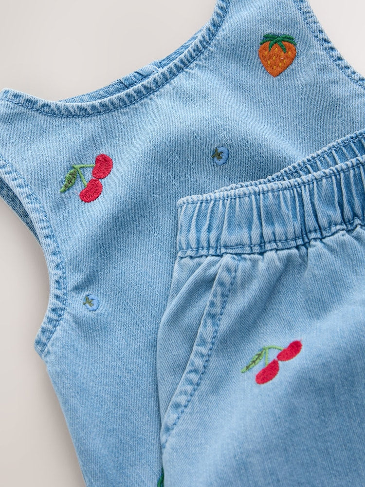 Fruit Embroidered Denim Top &amp; Trousers Set (3mths-7yrs)