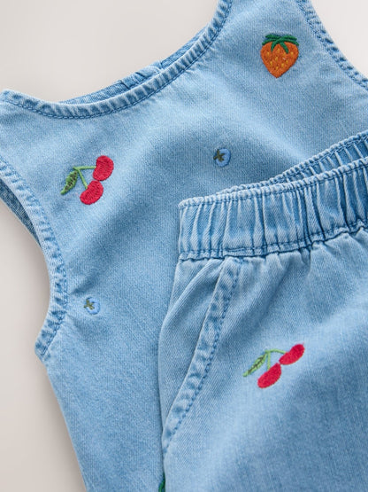 Fruit Embroidered Denim Top &amp; Trousers Set (3mths-7yrs)