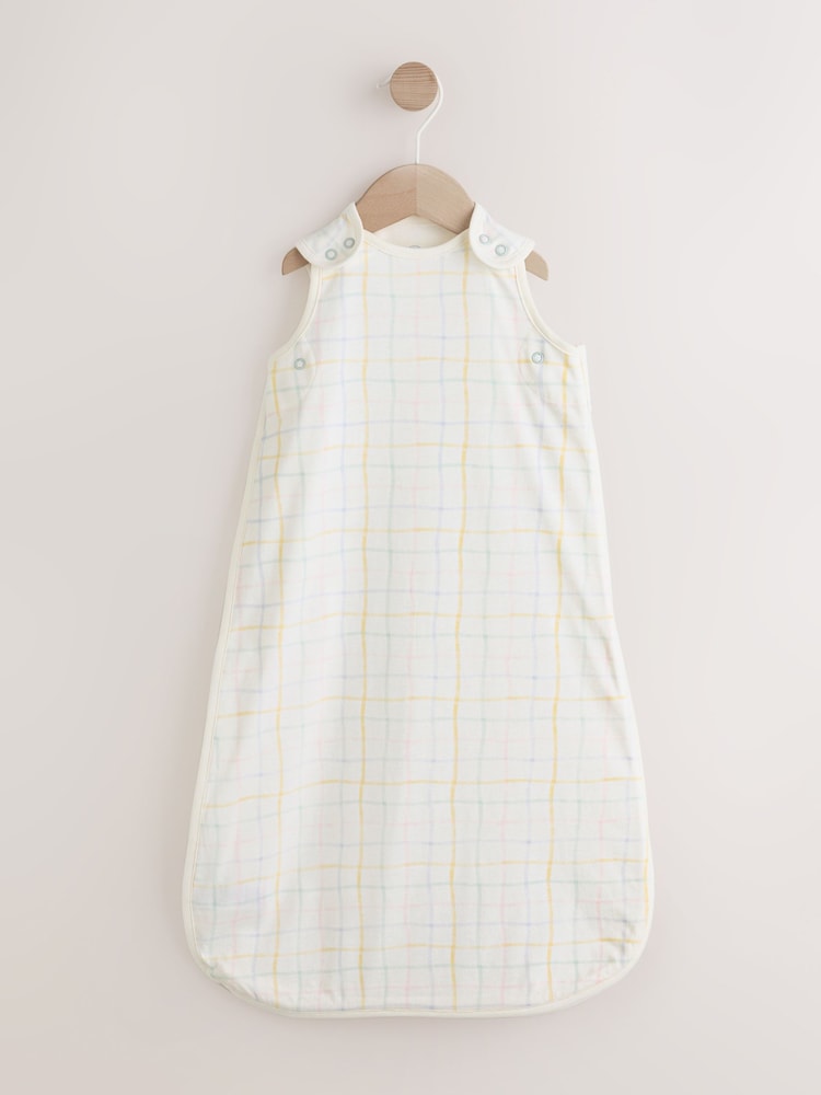 Neutral Pastel Grid 0.5 Tog Sleeveless Baby Sleep Bag
