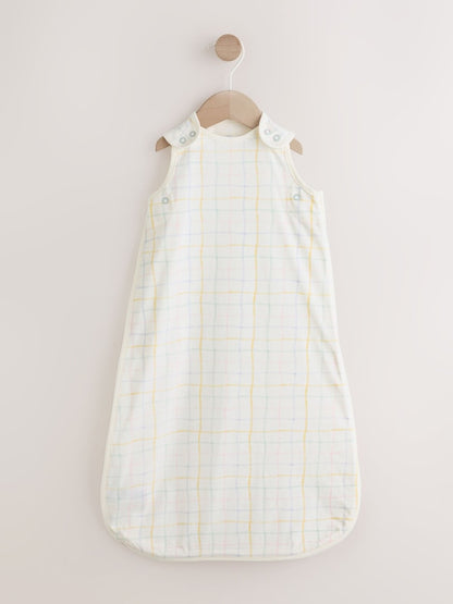Neutral Pastel Grid 0.5 Tog Sleeveless Baby Sleep Bag