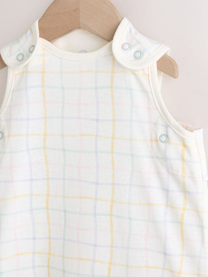 Neutral Pastel Grid 0.5 Tog Sleeveless Baby Sleep Bag