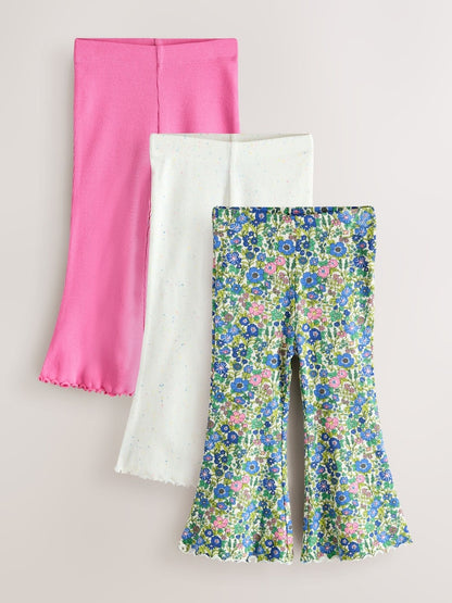 Pink/Floral Flared Leggings 3 Pack (3mths-7yrs) - Size 3-6 Months (62-68cm) - Pink/Floral Flared