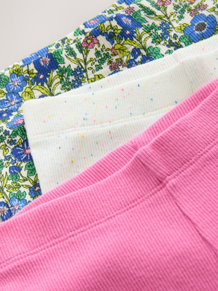 Pink/Floral Flared Leggings 3 Pack (3mths-7yrs) - Size 3-6 Months (62-68cm)
